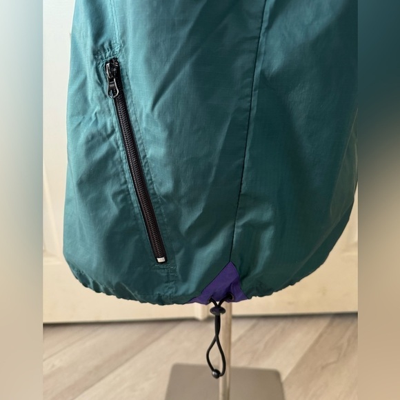 Vntg HELLY HANSEN M Jacket Mens Hooded 1/2 Zip Nylon Windbreaker Pullover Green - Picture 9 of 13